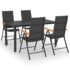 vidaXL 5 Piece Garden Dining Set Black and Brown - Image 2