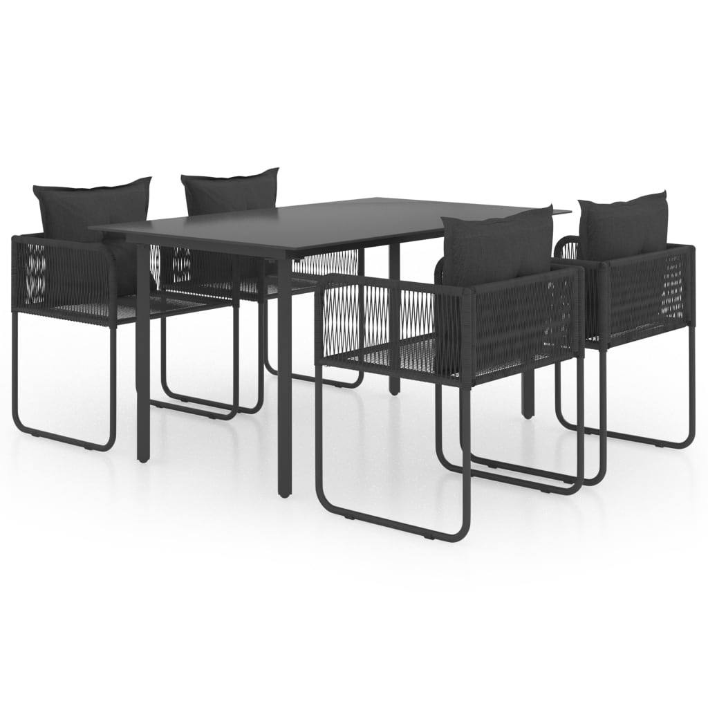 8720286228623_a_en_hd_1 vidaXL 5 Piece Garden Dining Set PVC Rattan Black - Image 2