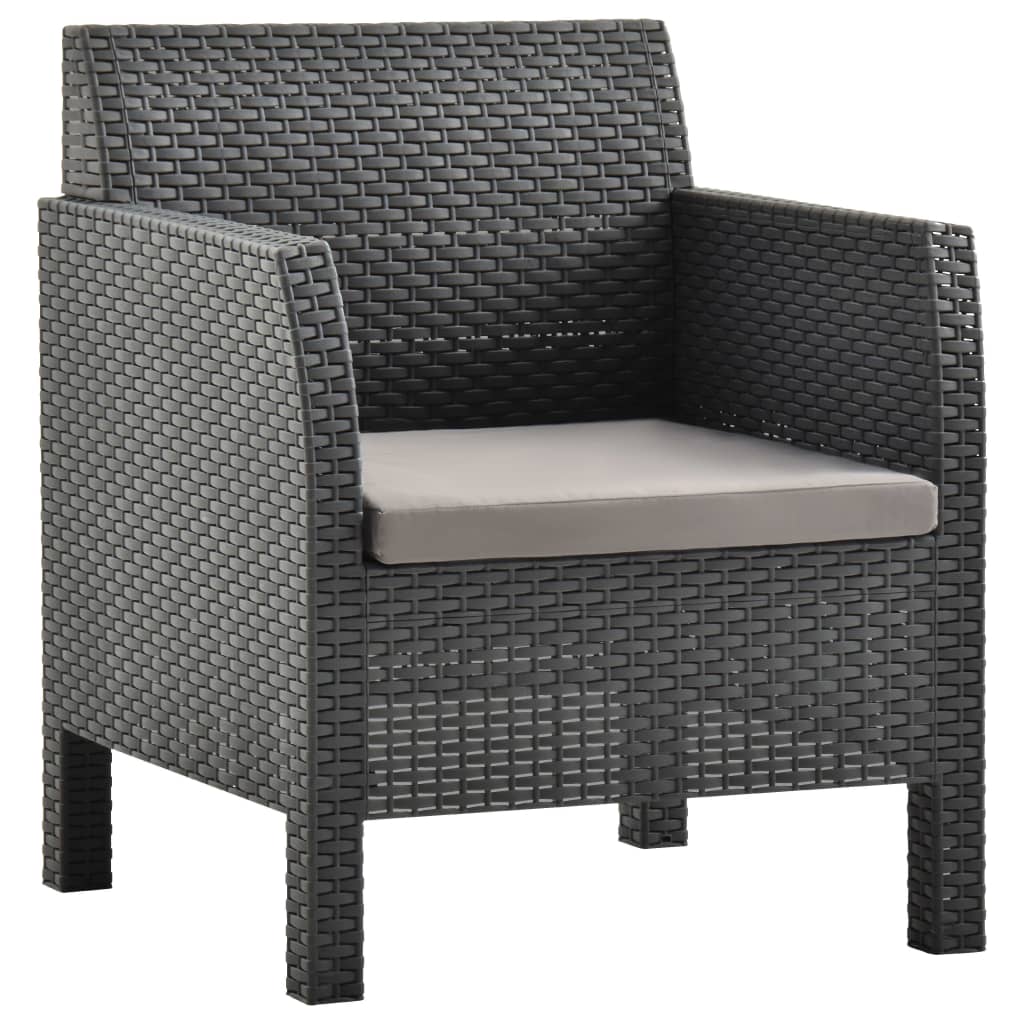 vidaXL Garden Chair with Cushion Anthracite 63x65x76 cm PP Rattan