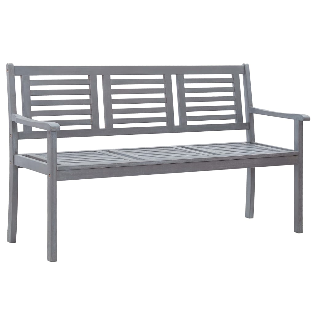 8720286234433_g_en_hd_1 vidaXL 3-Seater Garden Bench with Cushion 150 cm Grey Eucalyptus Wood - Image 2