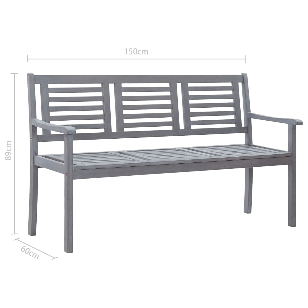 8720286234433_g_en_hd_8 vidaXL 3-Seater Garden Bench with Cushion 150 cm Grey Eucalyptus Wood - Image 9
