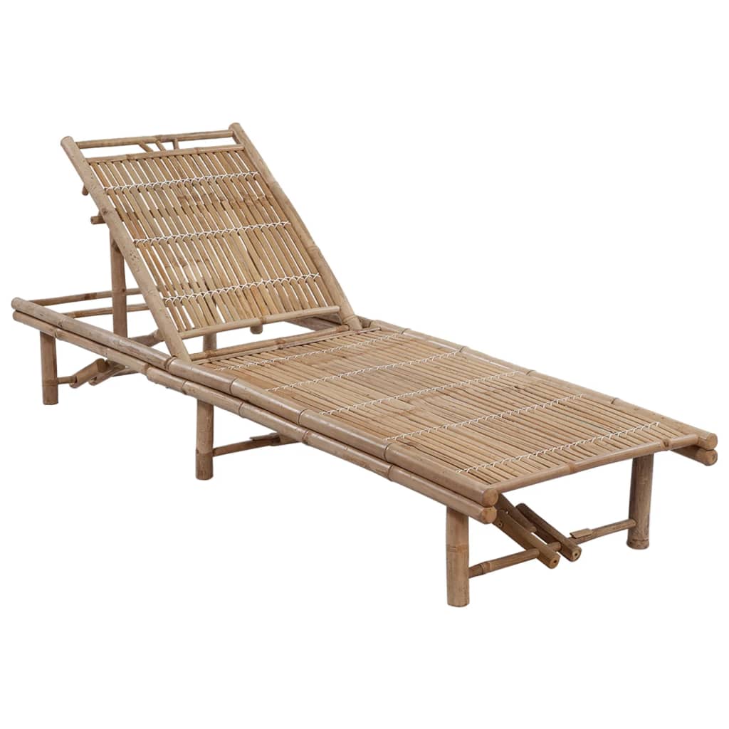 8720286240250_g_en_hd_1 vidaXL Garden Sun Lounger with Cushion Bamboo - Image 2