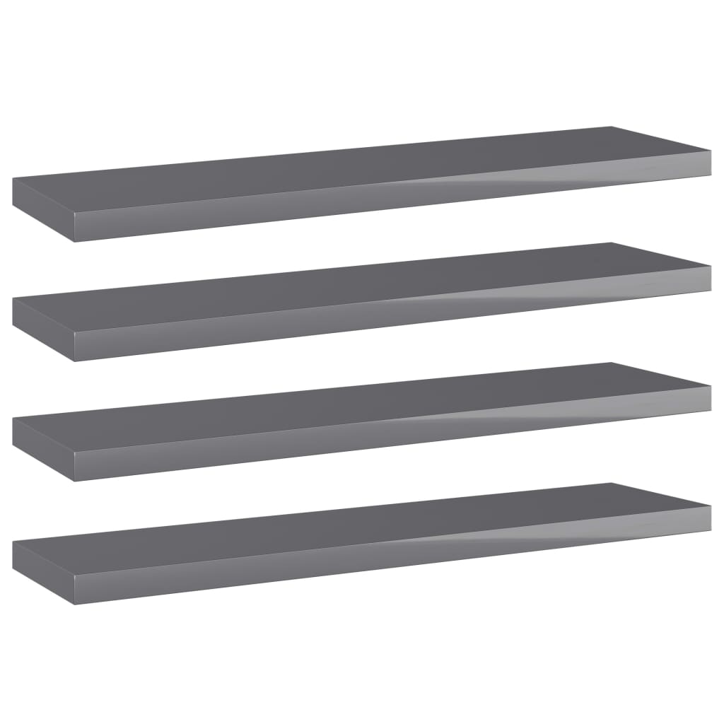 vidaXL Bookshelf Boards 4 pcs High Gloss Grey 40x10x1.5 cm Engineered Wood