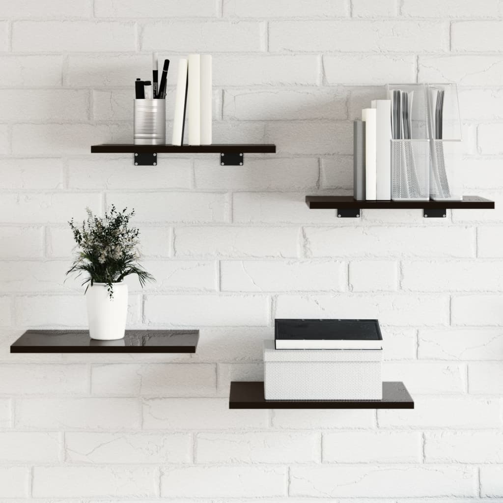 vidaXL Bookshelf Boards 4 pcs High Gloss Black 40x30x1.5 cm Engineered Wood