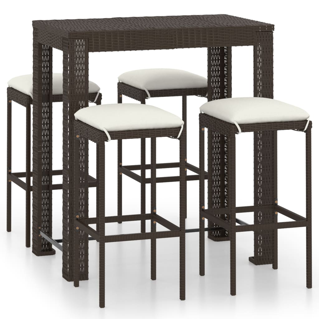 8720286247150_a_en_hd_1 vidaXL 5 Piece Garden Bar Set with Cushions Poly Rattan Brown - Image 2