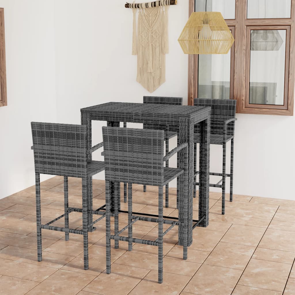 8720286247471_m_en_hd_1 vidaXL 5 Piece Outdoor Bar Set with Armrest Poly Rattan Grey - Image 1