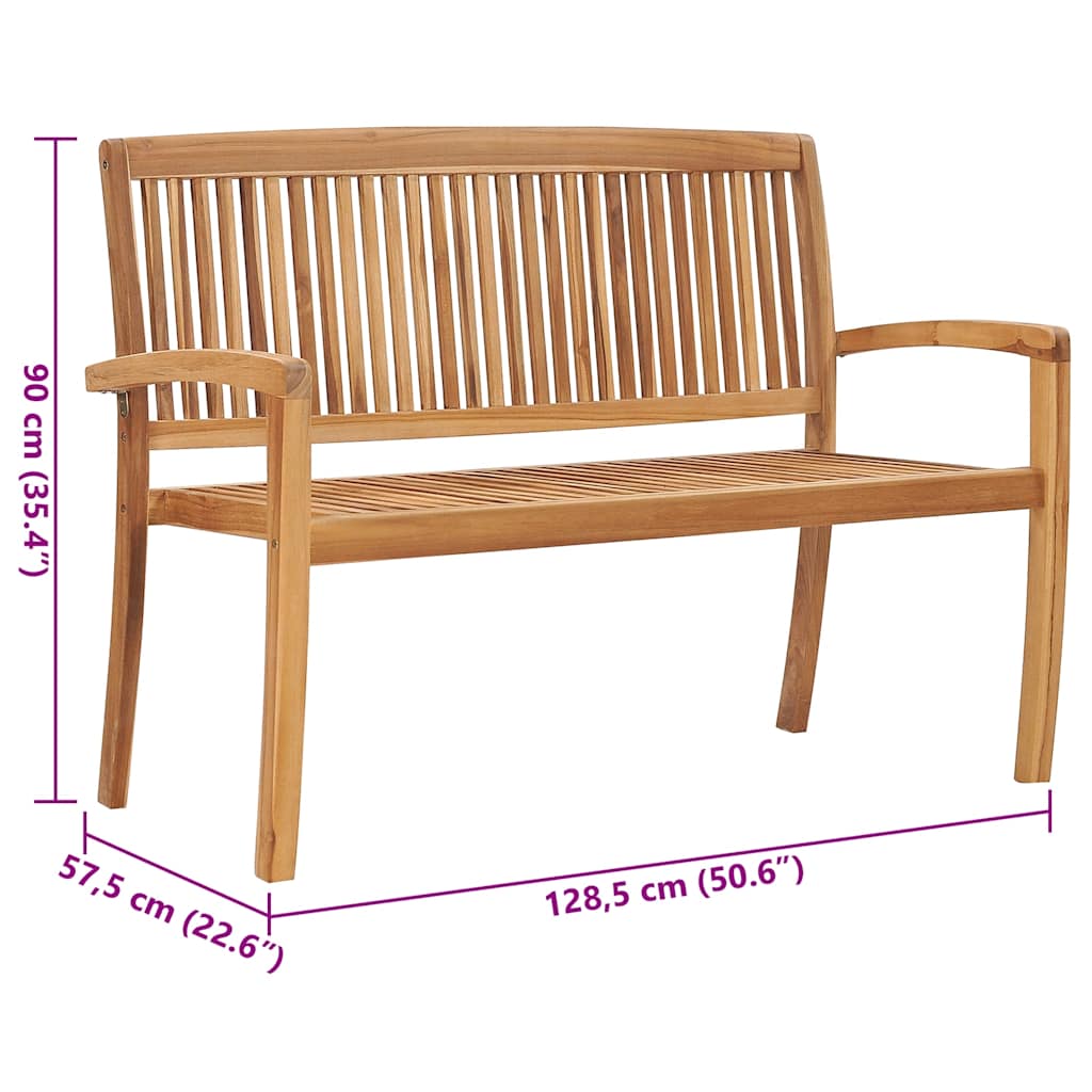 8720286272046_g_en_hd_7 vidaXL Stacking Garden Bench with Cushion 128.5 cm Solid Teak Wood - Image 8