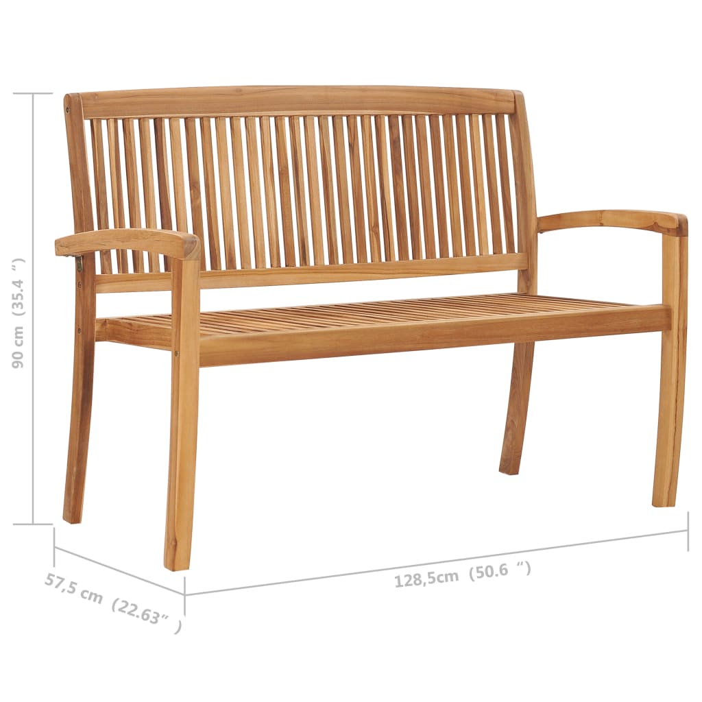 8720286272053_g_en_hd_7 vidaXL Stacking Garden Bench with Cushion 128.5 cm Solid Teak Wood - Image 8