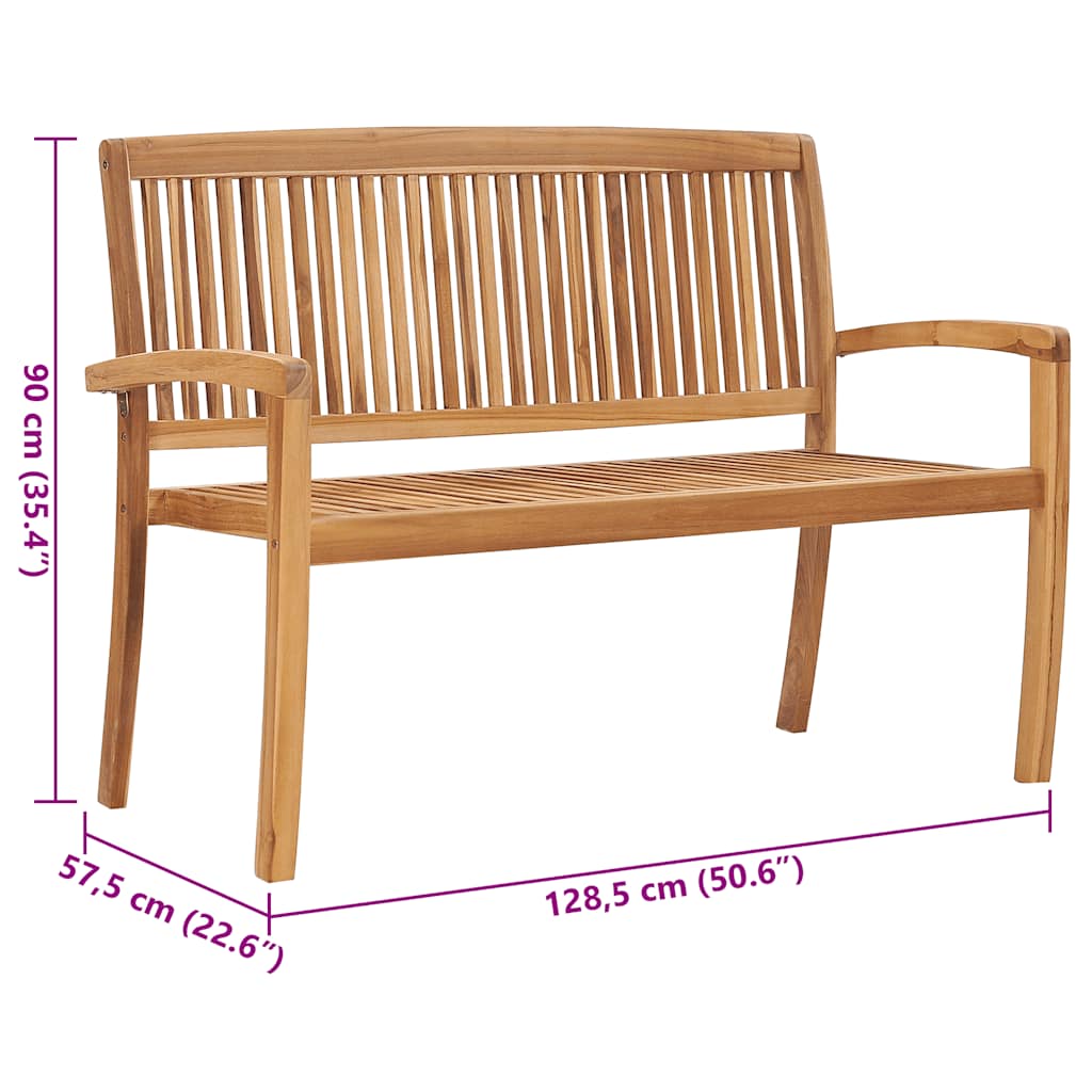 8720286272060_g_en_hd_7 vidaXL Stacking Garden Bench with Cushion 128.5 cm Solid Teak Wood - Image 8