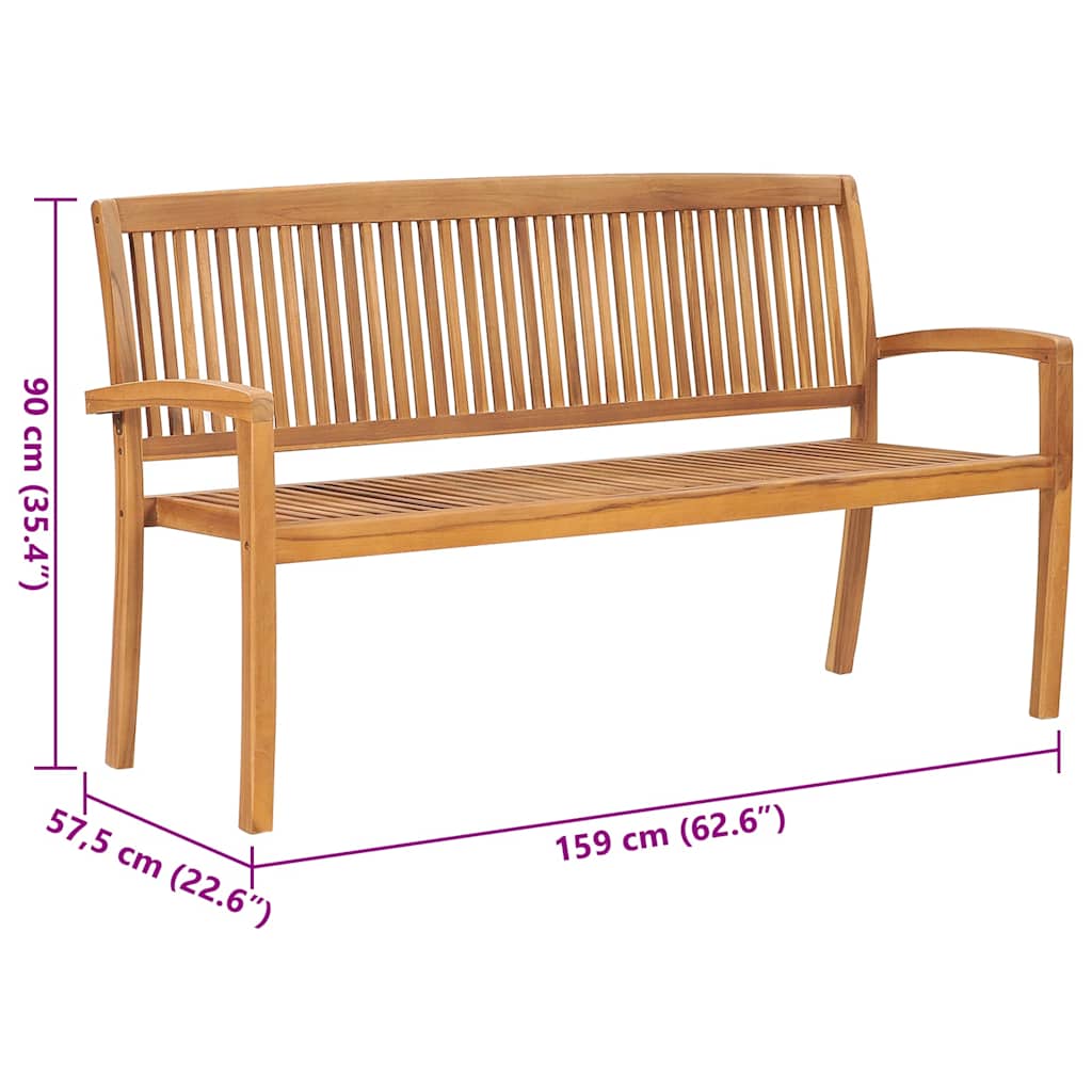 8720286272329_g_en_hd_7 vidaXL Stacking Garden Bench with Cushion 159 cm Solid Teak Wood - Image 8