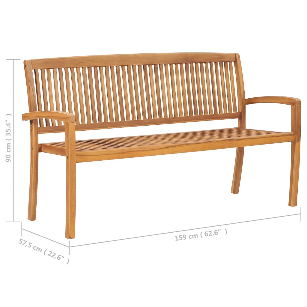 8720286272466_g_en_hd_10 vidaXL Stacking Garden Bench with Cushion 159 cm Solid Teak Wood - Image 11