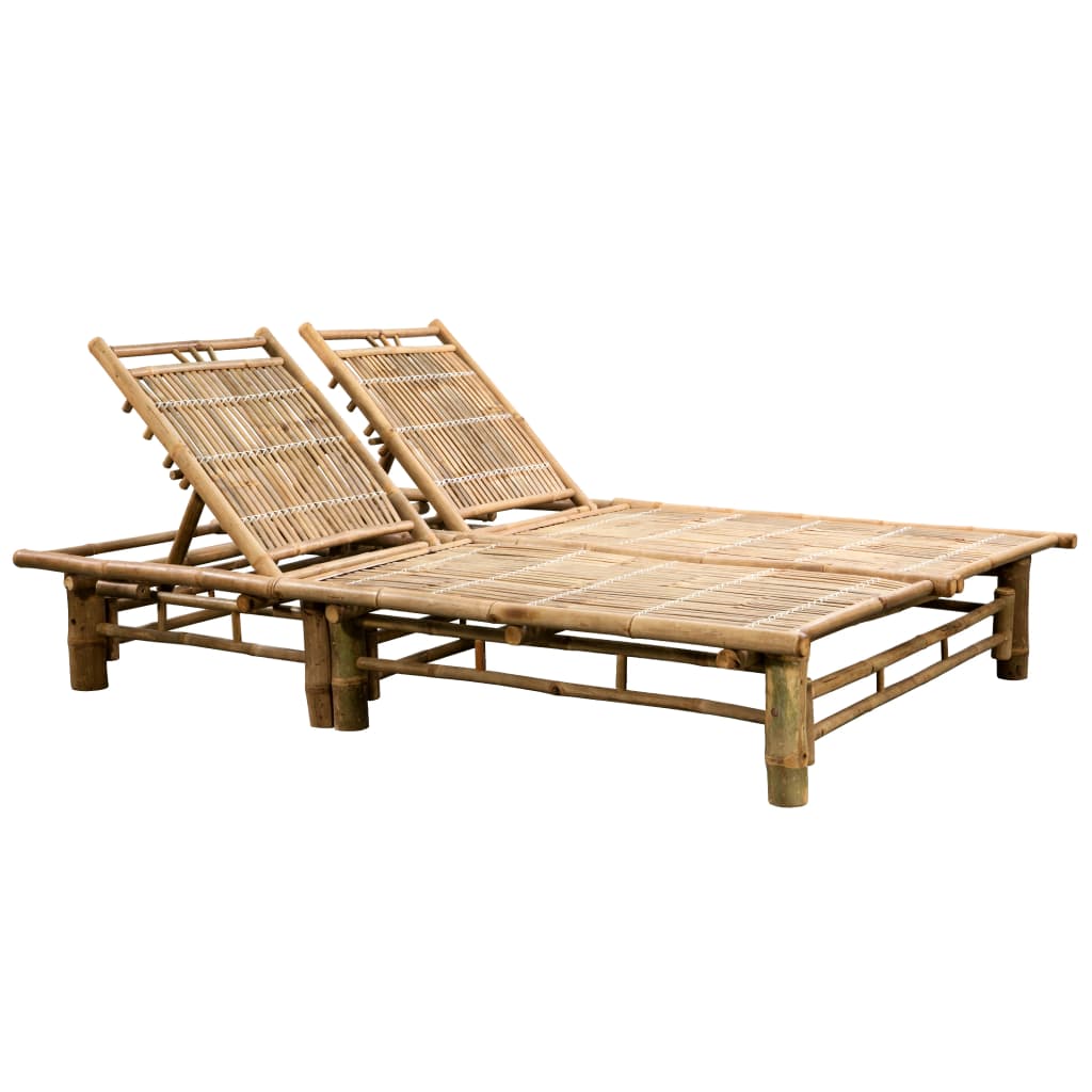 8720286278710_g_en_hd_1 vidaXL 2-Person Sun Lounger with Cushions Bamboo - Image 2