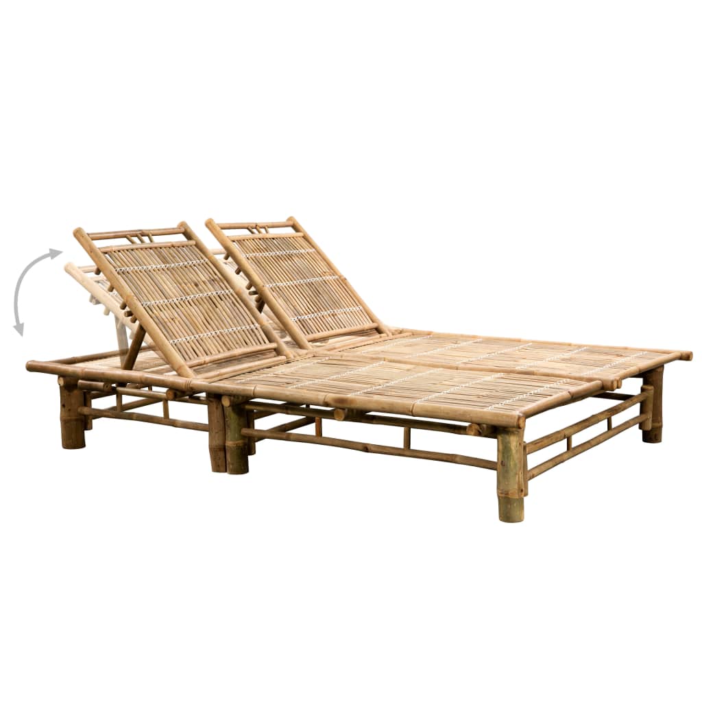 8720286278710_g_en_hd_2 vidaXL 2-Person Sun Lounger with Cushions Bamboo - Image 3