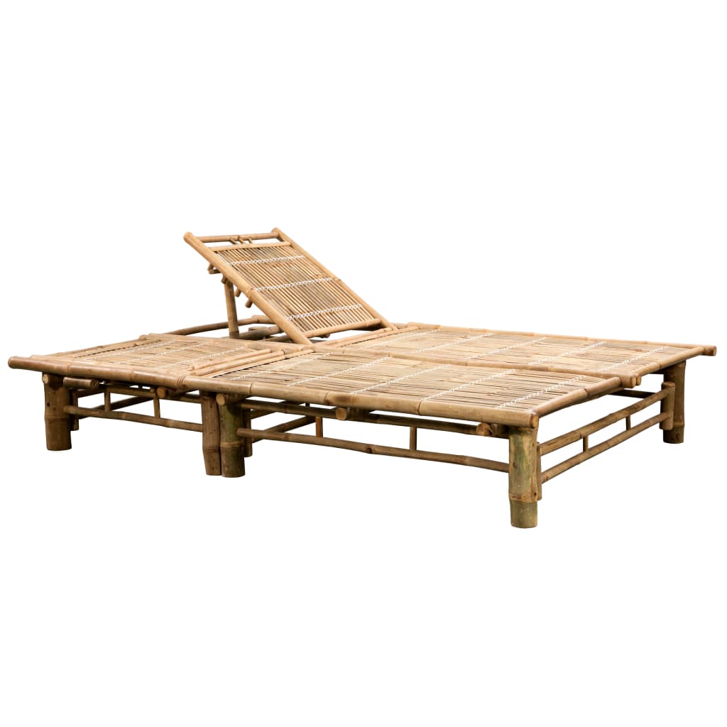 8720286278710_g_en_hd_3 vidaXL 2-Person Sun Lounger with Cushions Bamboo - Image 4
