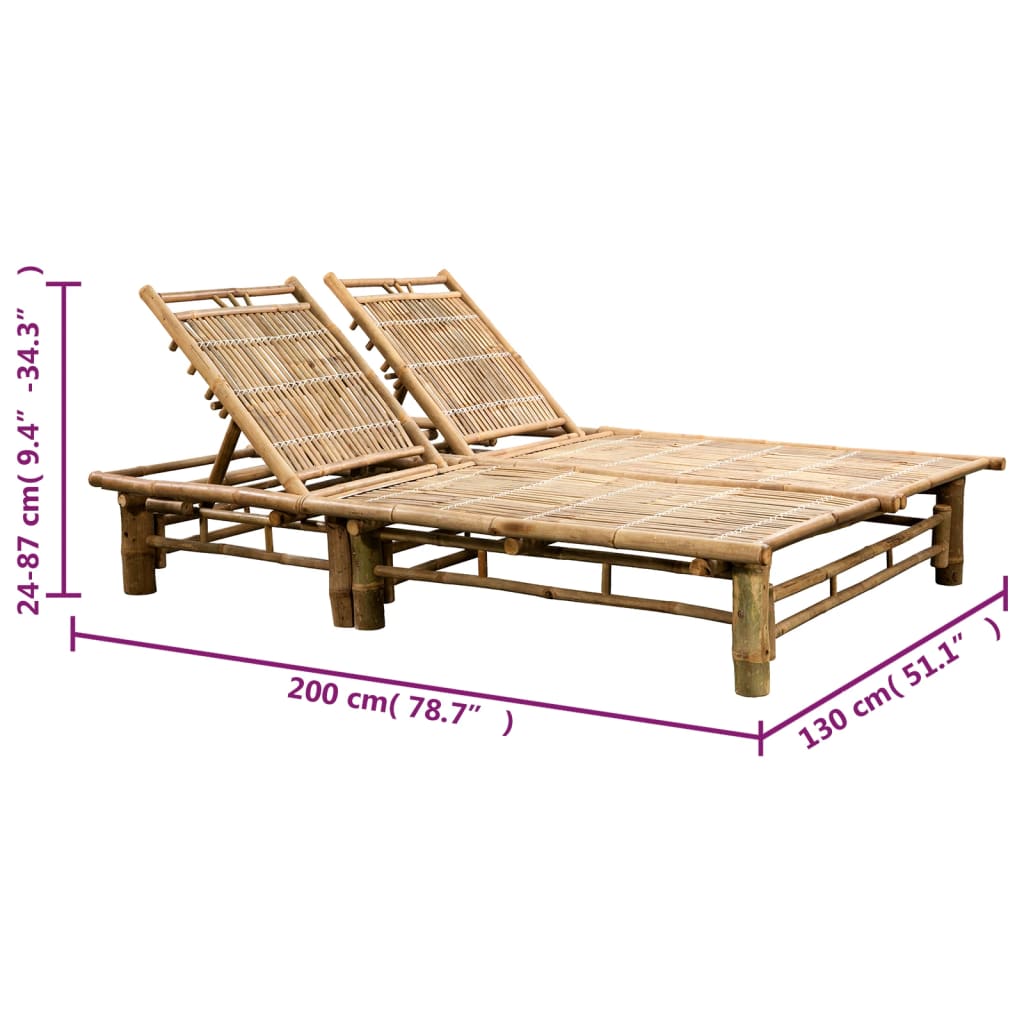 8720286278819_g_en_hd_10 vidaXL 2-Person Sun Lounger with Cushions Bamboo - Image 11