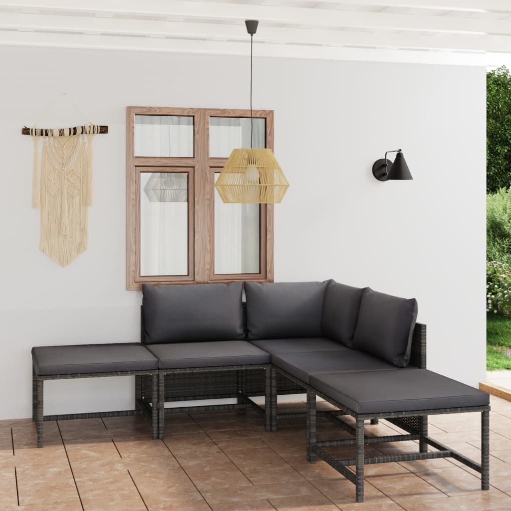 8720286287309_m_en_hd_1 vidaXL 6 Piece Garden Lounge Set with Cushions Poly Rattan Grey - Image 1
