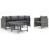 vidaXL 6 Piece Garden Lounge Set with Cushions Poly Rattan Grey - Image 2