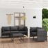 vidaXL 6 Piece Garden Lounge Set with Cushions Poly Rattan Grey