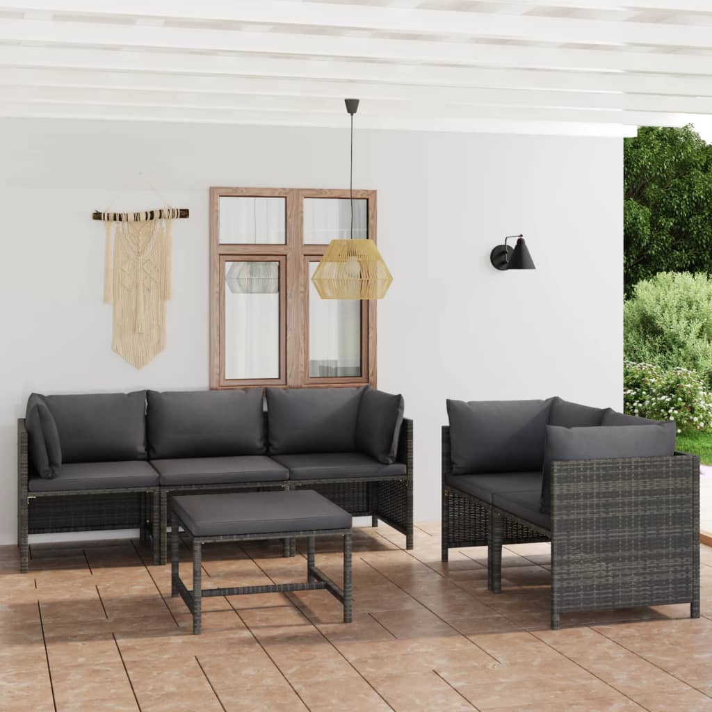 8720286287347_m_en_hd_1 vidaXL 6 Piece Garden Lounge Set with Cushions Poly Rattan Grey - Image 1