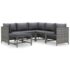 vidaXL 6 Piece Garden Lounge Set with Cushions Poly Rattan Grey - Image 2