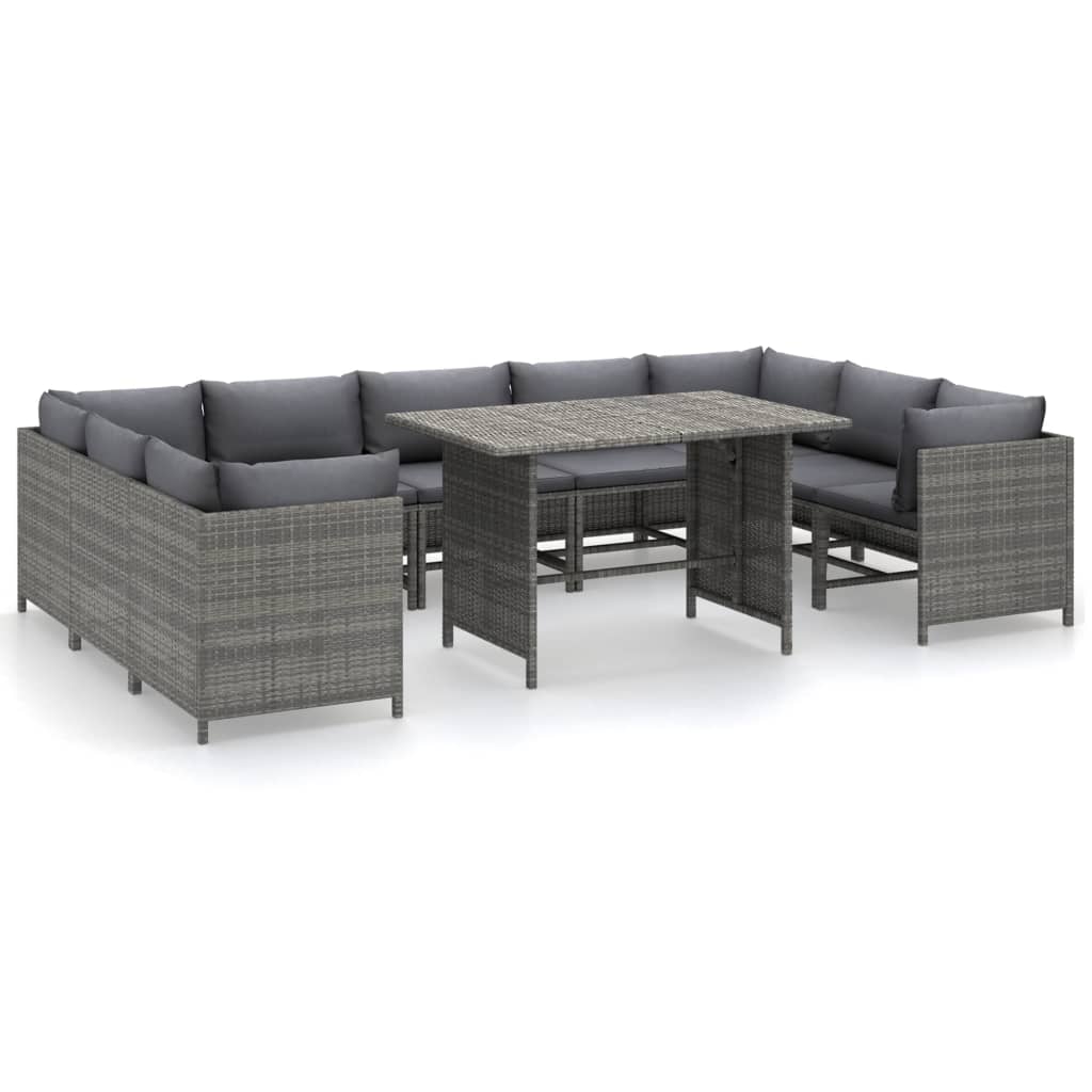 8720286287439_a_en_hd_1 vidaXL 10 Piece Garden Lounge Set with Cushions Poly Rattan Grey - Image 2