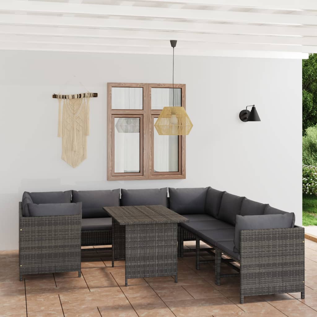 8720286287477_m_en_hd_1 vidaXL 9 Piece Garden Lounge Set with Cushions Poly Rattan Grey - Image 1