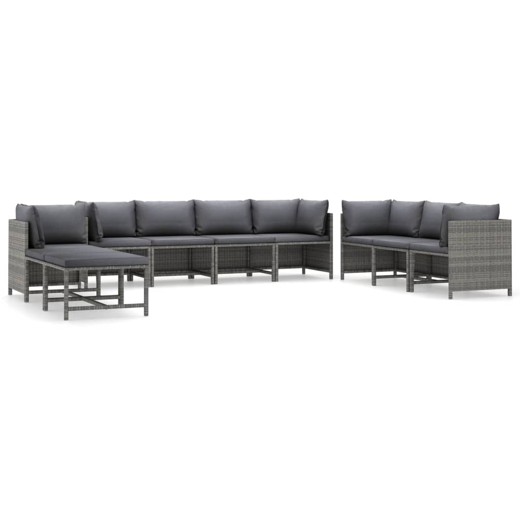 8720286287491_a_en_hd_1 vidaXL 10 Piece Garden Lounge Set with Cushions Poly Rattan Grey - Image 2