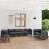 vidaXL 10 Piece Garden Lounge Set with Cushions Poly Rattan Grey
