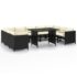 vidaXL 10 Piece Garden Lounge Set with Cushions Poly Rattan Black - Image 2