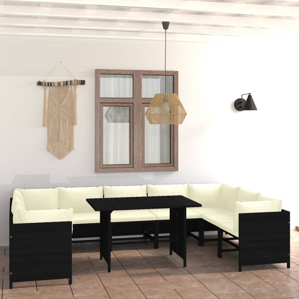8720286287705_m_en_hd_1 vidaXL 10 Piece Garden Lounge Set with Cushions Poly Rattan Black - Image 1
