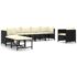 vidaXL 8 Piece Garden Lounge Set with Cushions Poly Rattan Black - Image 2