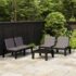 vidaXL 3 Piece Garden Lounge Set with Cushions Plastic Grey