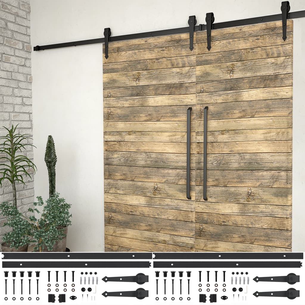 8720286289037_m_en_hd_1 vidaXL Sliding Door Hardware Kits 2 pcs 200 cm Steel Black - Image 1