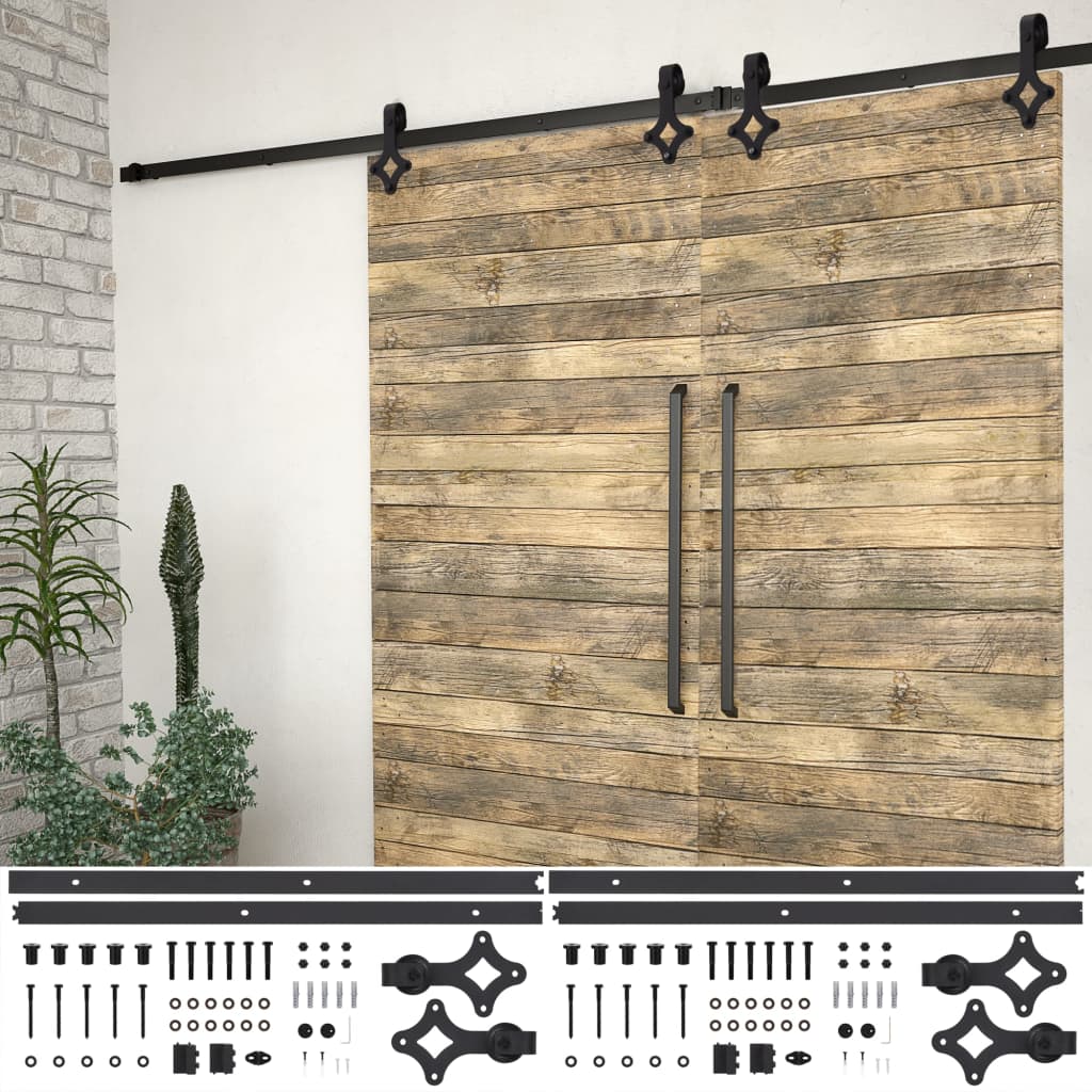 8720286289051_m_en_hd_1 vidaXL Sliding Door Hardware Kits 2 pcs 200 cm Steel Black - Image 1