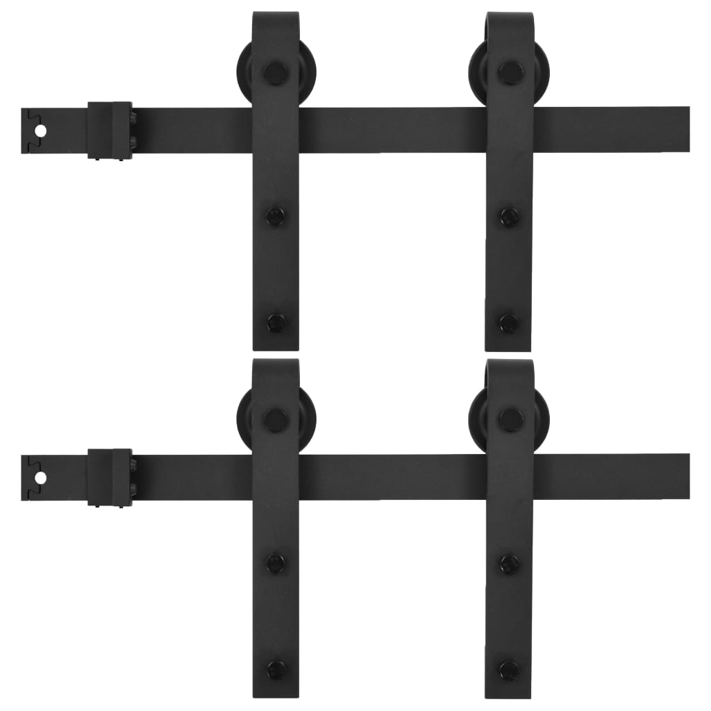 8720286289099_a_en_hd_1 vidaXL Sliding Door Hardware Kits 2 pcs 200 cm Steel Black - Image 2