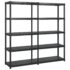vidaXL Storage Shelf 5-Tier Black 170x40x185 cm Plastic