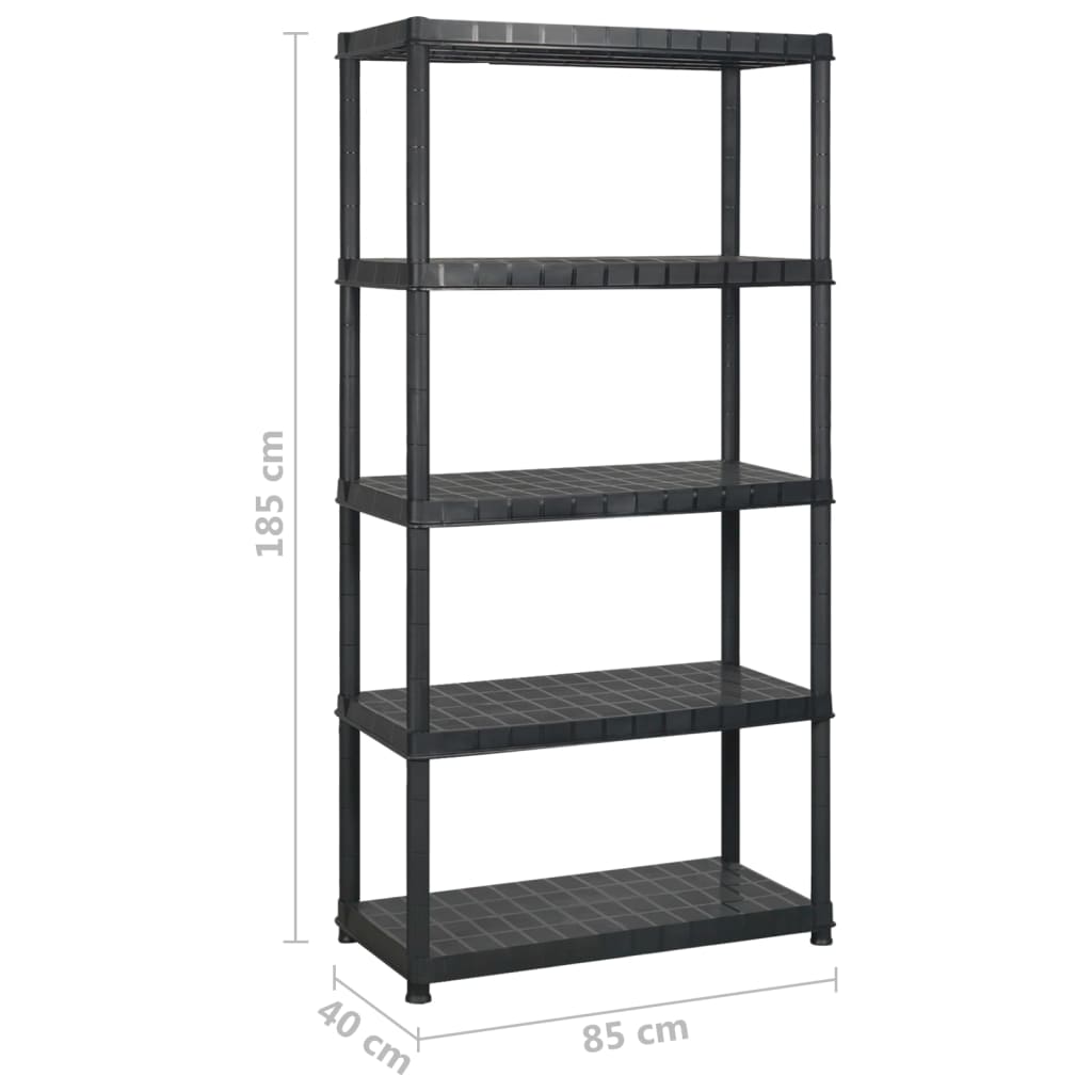 8720286289174_g_en_hd_5 vidaXL Storage Shelf 5-Tier Black 170x40x185 cm Plastic - Image 7