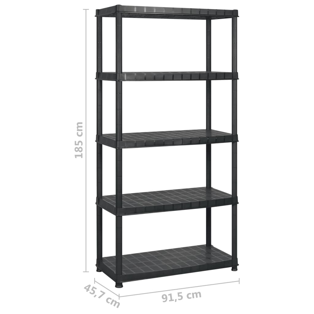 8720286289181_g_en_hd_4 vidaXL Storage Shelf 5-Tier Black 183x45.7x185 cm Plastic - Image 5