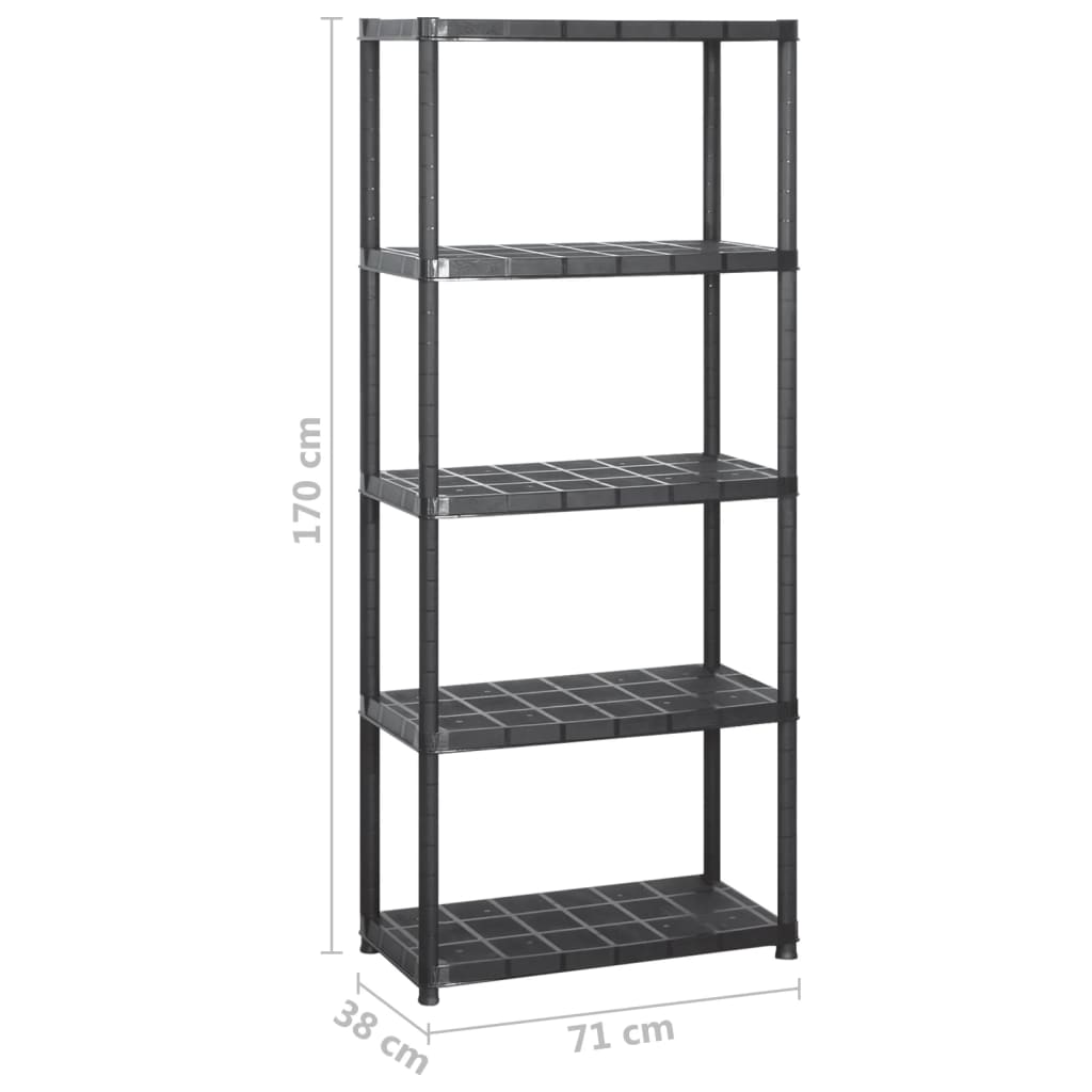 8720286289242_g_en_hd_4 vidaXL Storage Shelf 5-Tier Black 284x38x170 cm Plastic - Image 6