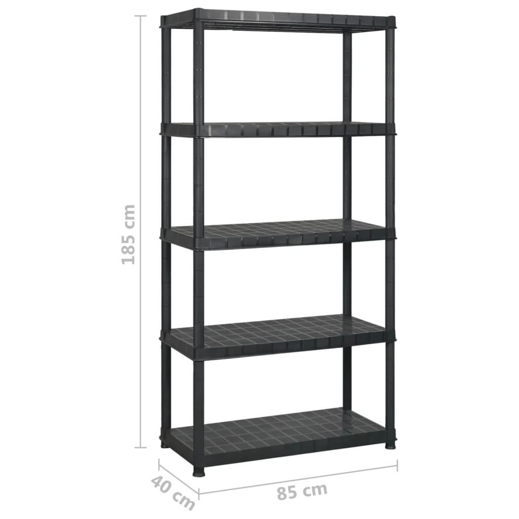 8720286289259_g_en_hd_5 vidaXL Storage Shelf 5-Tier Black 340x40x185 cm Plastic - Image 7