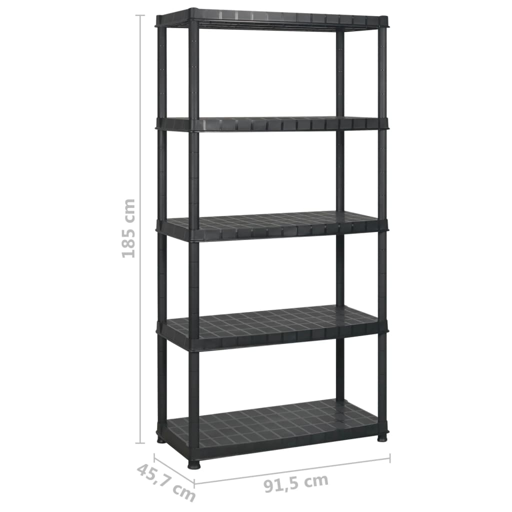 8720286289266_g_en_hd_5 vidaXL Storage Shelf 5-Tier Black 366x45.7x185 cm Plastic - Image 6