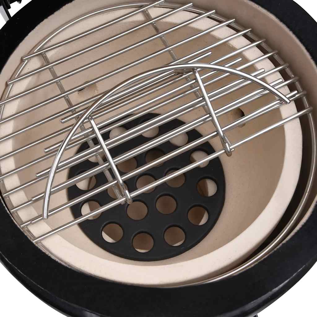8720286290354_g_en_hd_7 vidaXL 2-in-1 Kamado Barbecue Grill Smoker Ceramic 56 cm Black - Image 8