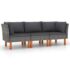 vidaXL 3-Seater Garden Sofa with Cushions Grey Poly Rattan - Image 2