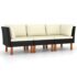 vidaXL 3-Seater Garden Sofa with Cushions Black Poly Rattan - Image 2