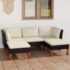 vidaXL 5 Piece Garden Lounge Set with Cushions Poly Rattan Black