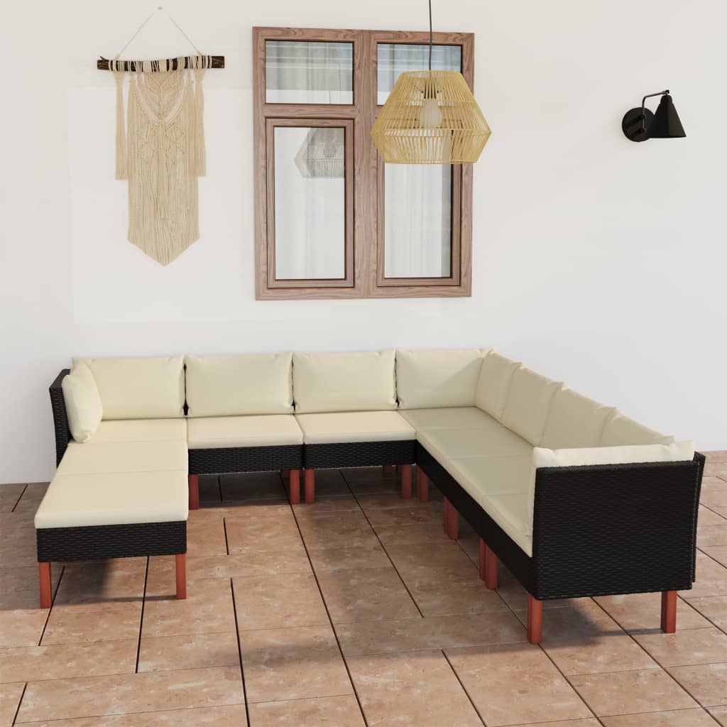 8720286291306_m_en_hd_1 vidaXL 9 Piece Garden Lounge Set with Cushions Poly Rattan Black - Image 1