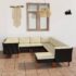vidaXL 9 Piece Garden Lounge Set with Cushions Poly Rattan Black