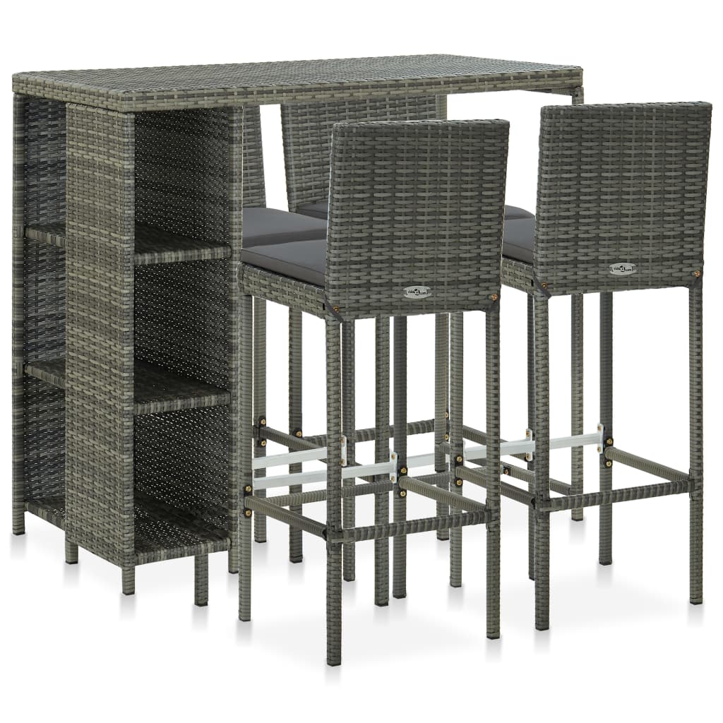 8720286291689_a_en_hd_1 vidaXL 5 Piece Garden Bar Set with Cushions Poly Rattan Grey - Image 1