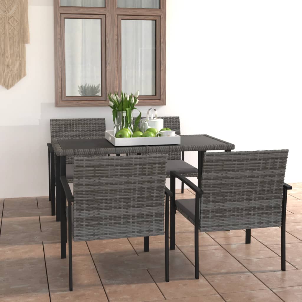 8720286301326_m_en_hd_1 vidaXL 5 Piece Garden Dining Set Poly Rattan Grey - Image 1