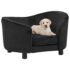 vidaXL Dog Sofa Black 69x49x40 cm Plush
